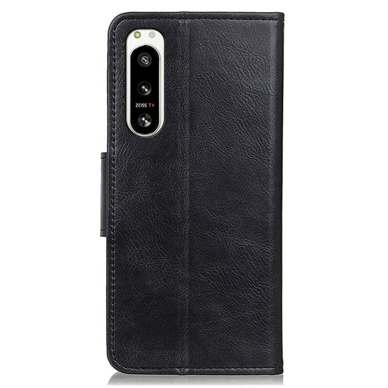 Custodia in pelle Sony Xperia 5 IV Chiusura In Pelle Stile Reversibile