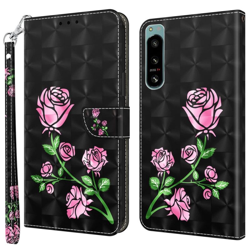 Custodia in pelle Sony Xperia 5 IV Cinturino Rose