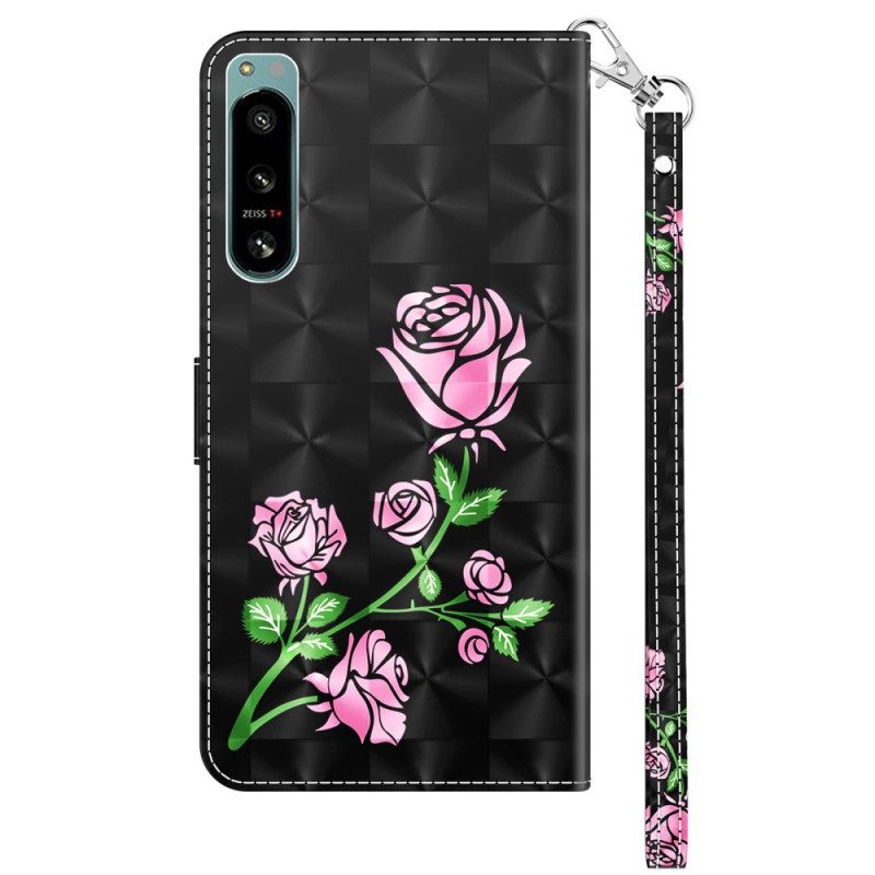 Custodia in pelle Sony Xperia 5 IV Cinturino Rose