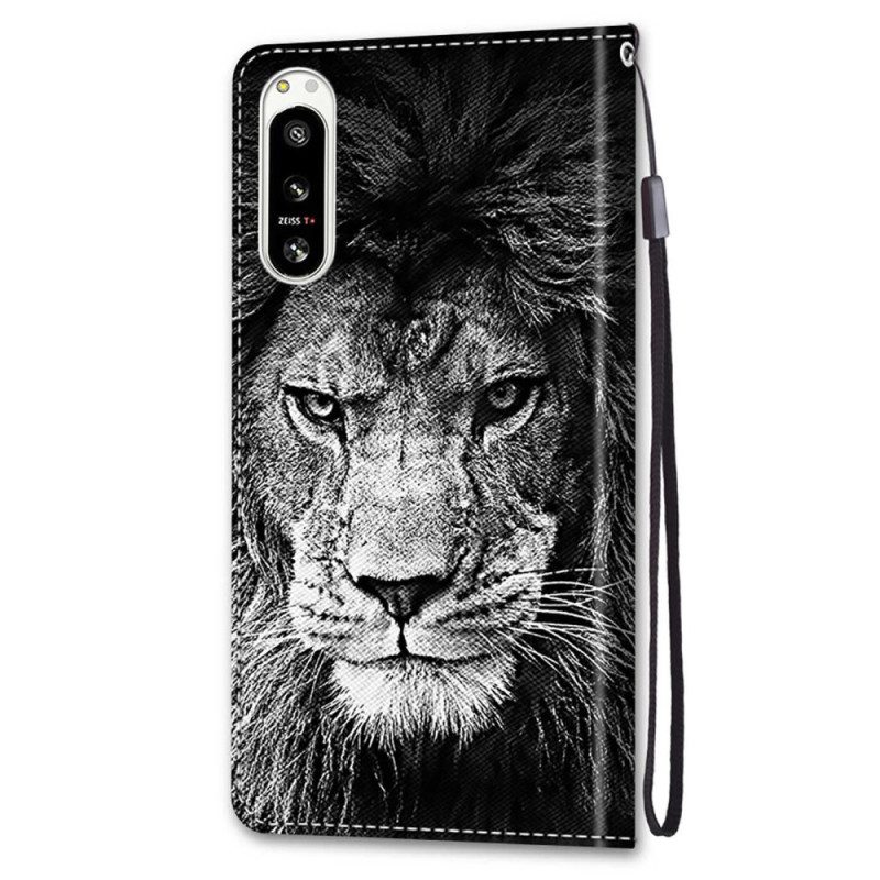 Custodia in pelle Sony Xperia 5 IV Cordino Leone