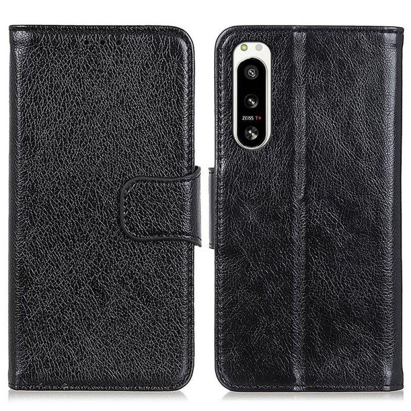 Custodia in pelle Sony Xperia 5 IV Pelle Crosta Nappa