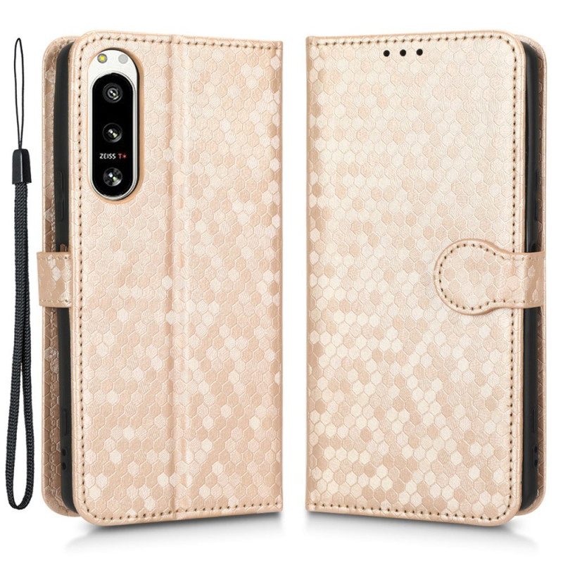 Custodia in pelle Sony Xperia 5 IV Design Con Cinturino 3d