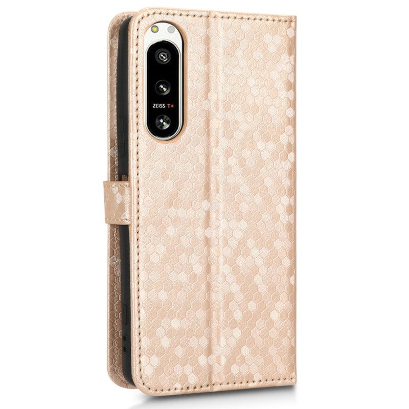 Custodia in pelle Sony Xperia 5 IV Design Con Cinturino 3d