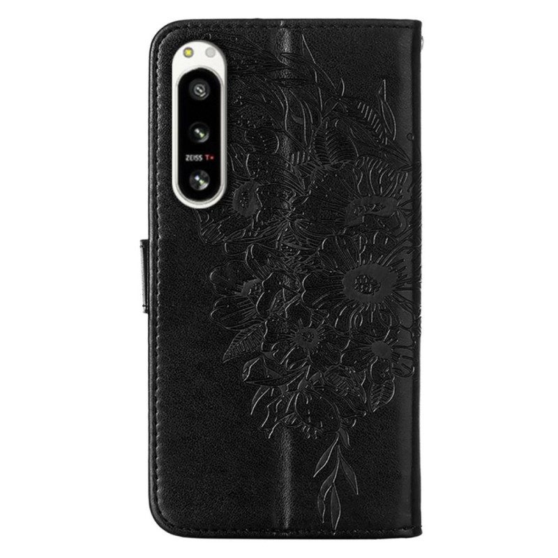 Custodia in pelle Sony Xperia 5 IV Farfalla Barocco Strappy