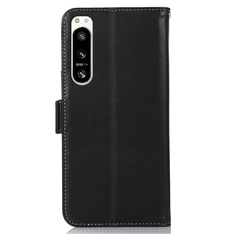 Custodia in pelle Sony Xperia 5 IV Funzione Rfid In Vera Pelle