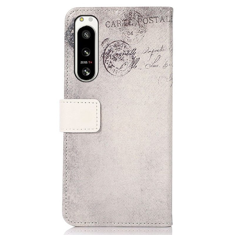 Custodia in pelle Sony Xperia 5 IV Gatto Viaggiatore