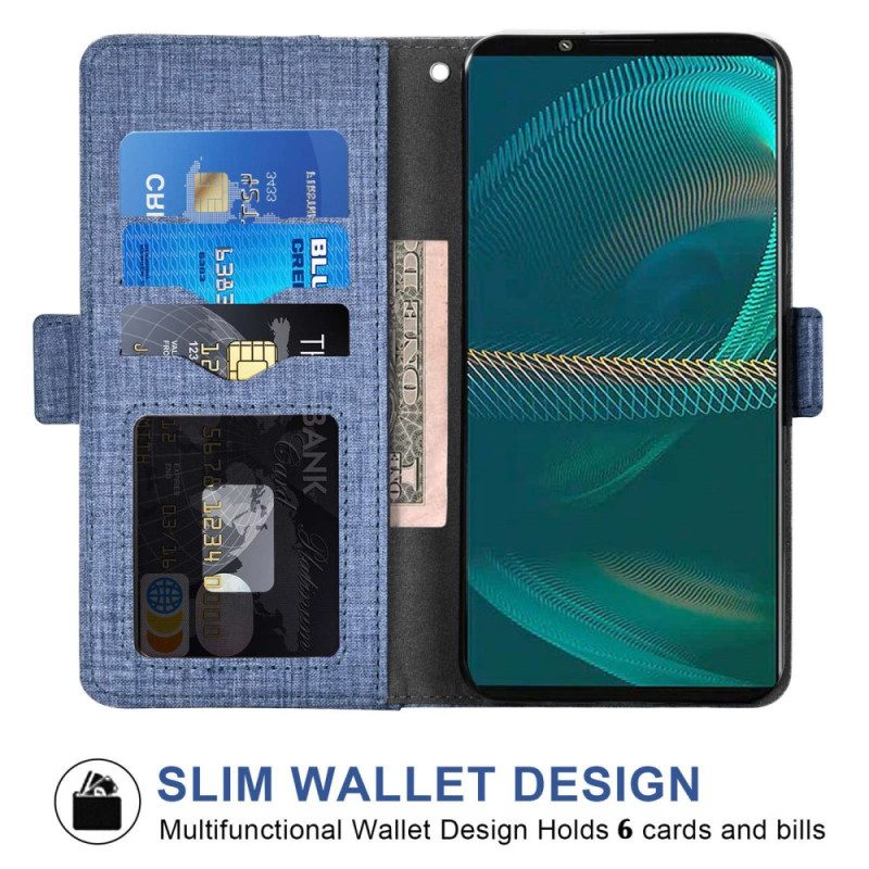 Custodia in pelle Sony Xperia 5 IV Jeans Con Portacarte Girevole