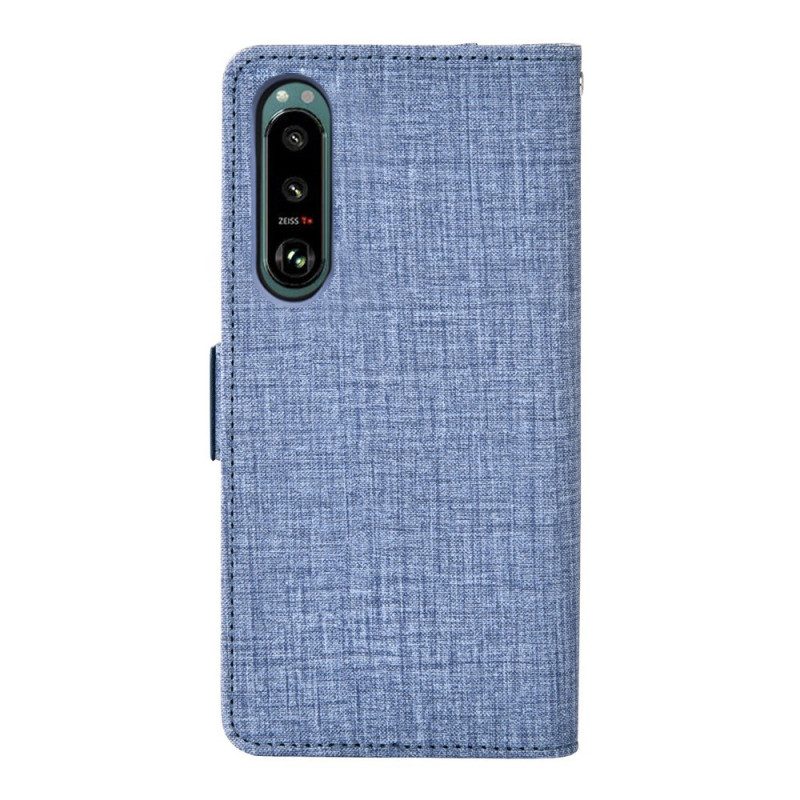 Custodia in pelle Sony Xperia 5 IV Jeans Con Portacarte Girevole