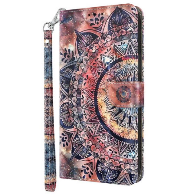 Custodia in pelle Sony Xperia 5 IV Mandala Con Cinghie Colorate