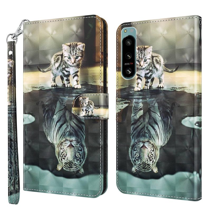 Custodia in pelle Sony Xperia 5 IV Sogno Di Gattino Strappy