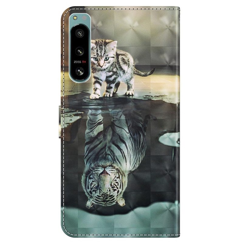 Custodia in pelle Sony Xperia 5 IV Sogno Di Gattino Strappy