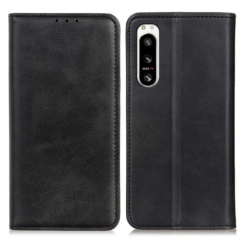 Folio Cover Sony Xperia 5 IV Custodia in pelle Cuoio Spaccato