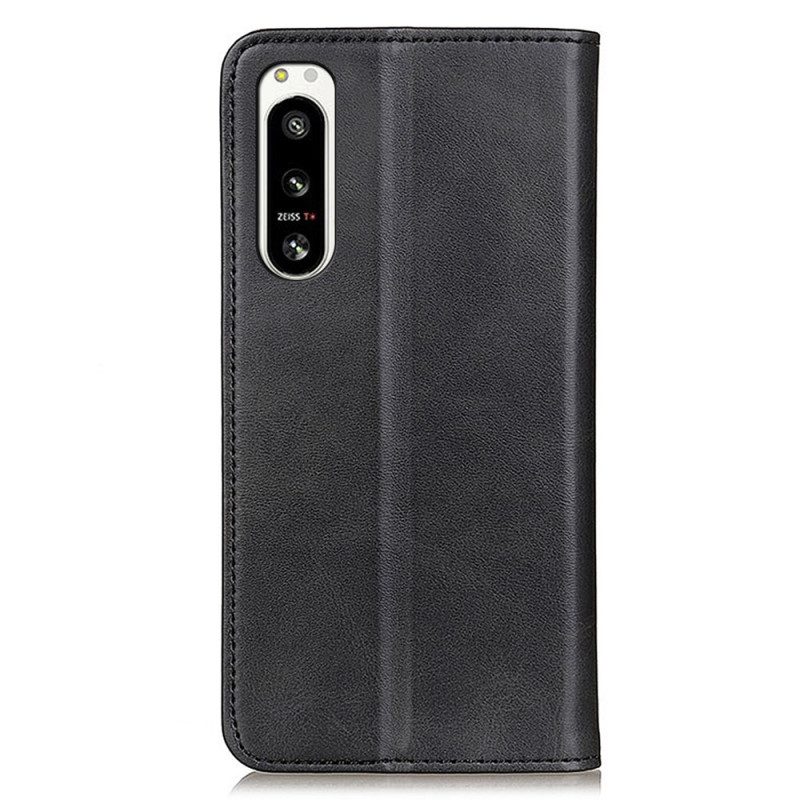 Folio Cover Sony Xperia 5 IV Custodia in pelle Cuoio Spaccato