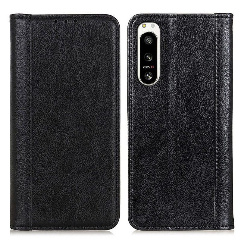 Folio Cover Sony Xperia 5 IV Custodia in pelle Cuoio Spaccato