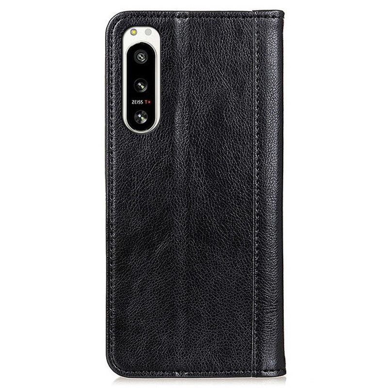 Folio Cover Sony Xperia 5 IV Custodia in pelle Cuoio Spaccato