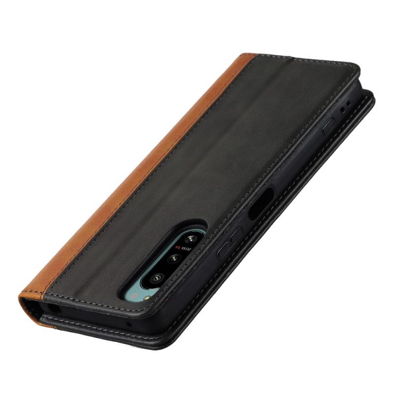 Folio Cover Sony Xperia 5 IV Custodia in pelle Effetto Pelle Bicolore