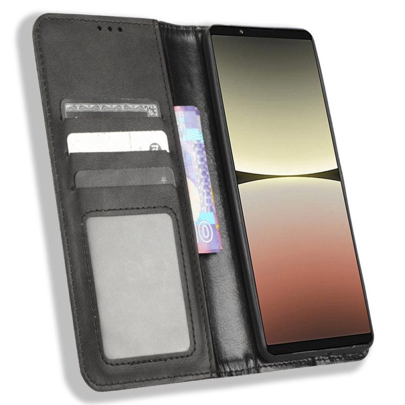 Folio Cover Sony Xperia 5 IV Custodia in pelle Elegante