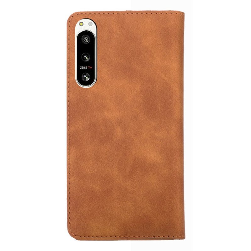 Folio Cover Sony Xperia 5 IV Custodia in pelle Elegante Ecopelle