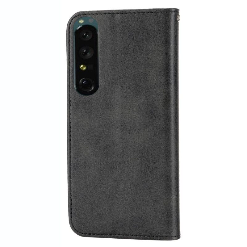 Folio Cover Sony Xperia 5 IV Custodia in pelle Stile In Pelle Modello 3d Con Cinturino