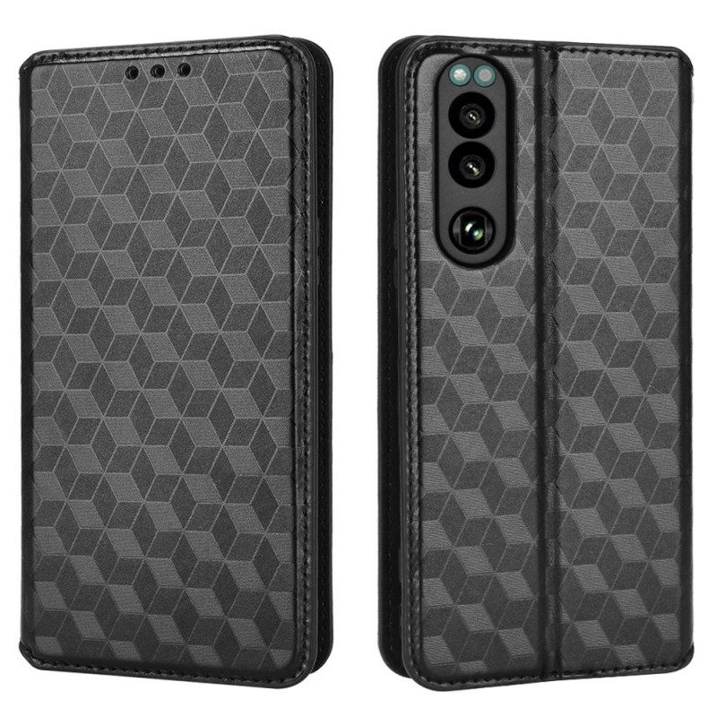 Folio Cover Sony Xperia 5 IV Custodia in pelle Trama 3d