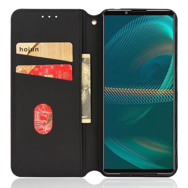 Folio Cover Sony Xperia 5 IV Custodia in pelle Trama 3d