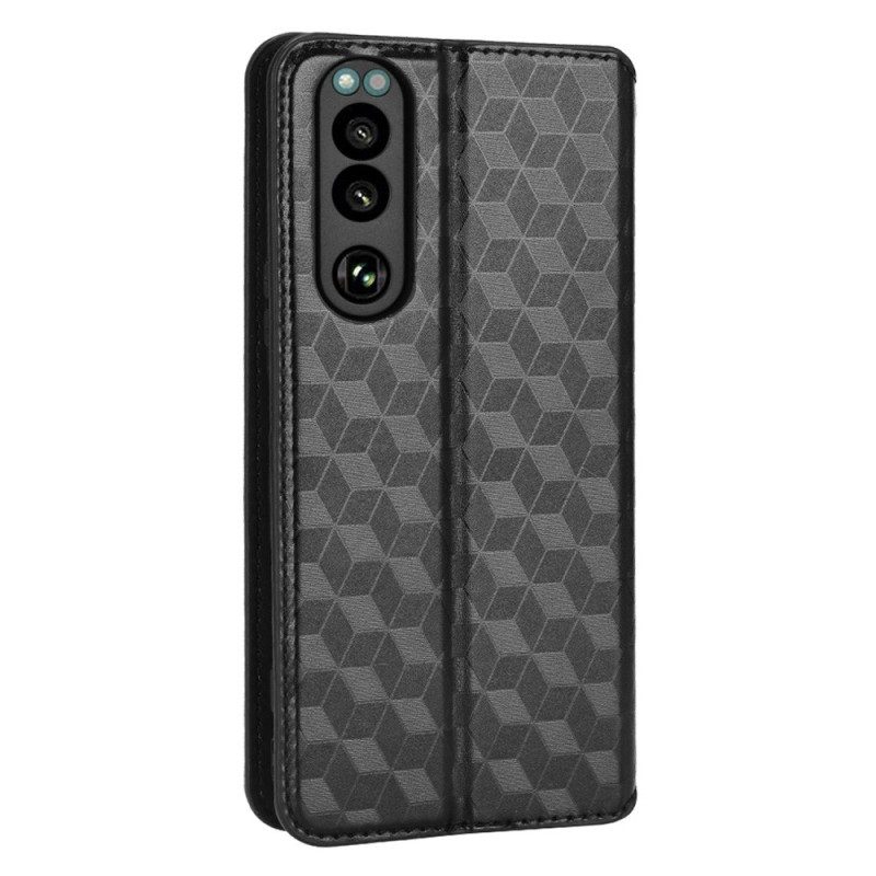 Folio Cover Sony Xperia 5 IV Custodia in pelle Trama 3d