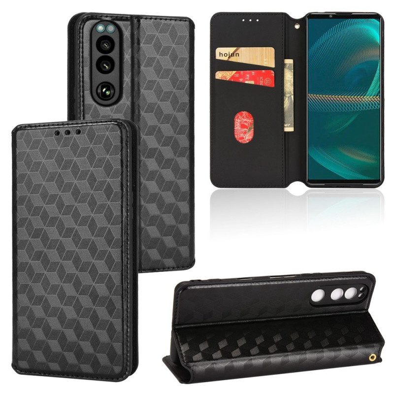 Folio Cover Sony Xperia 5 IV Custodia in pelle Trama 3d