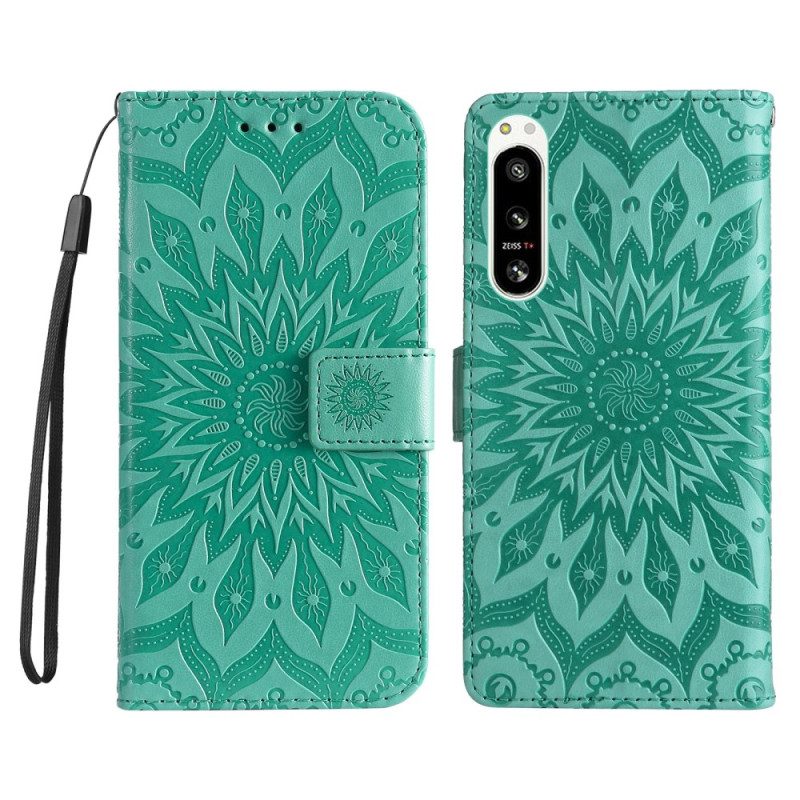 Folio Cover Sony Xperia 5 IV Mandala Sole Con Cordino