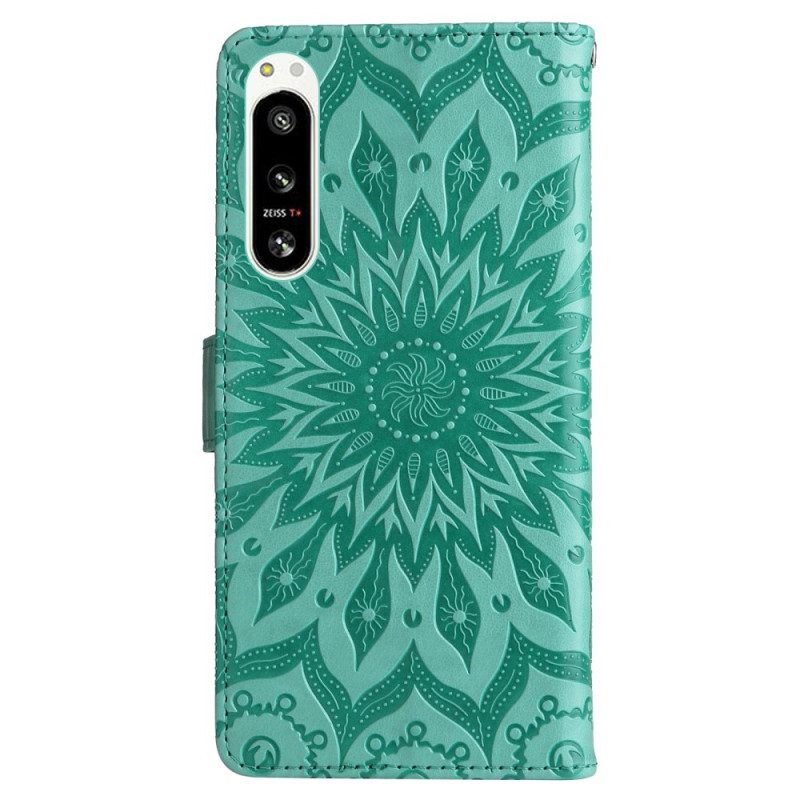 Folio Cover Sony Xperia 5 IV Mandala Sole Con Cordino