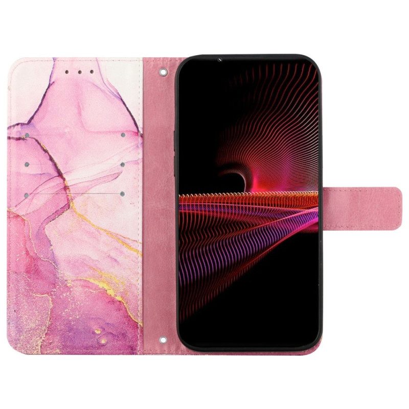 Folio Cover Sony Xperia 5 IV Marmo Con Cordino