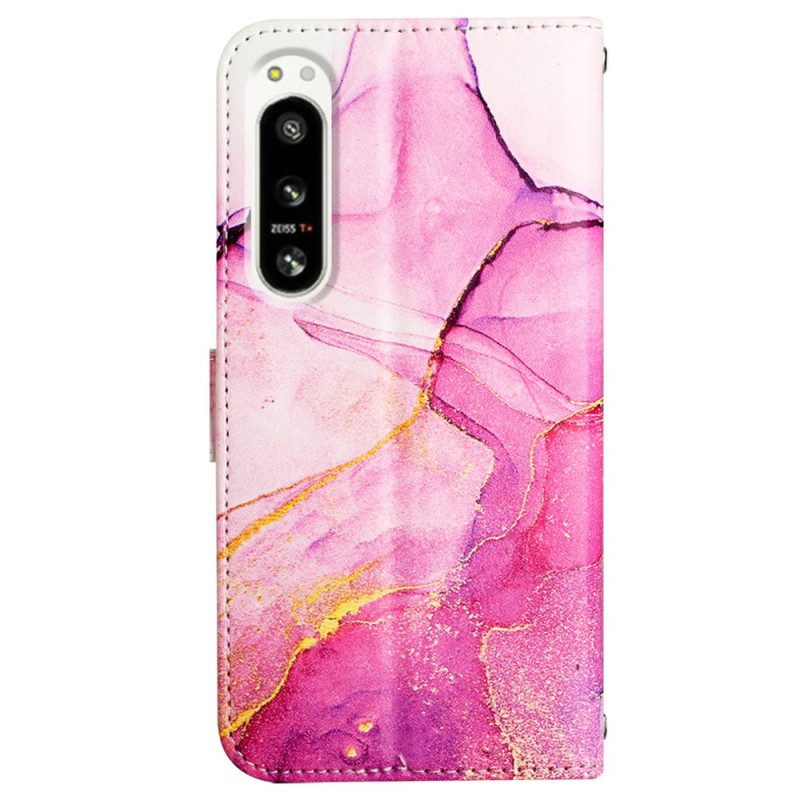 Folio Cover Sony Xperia 5 IV Marmo Con Cordino