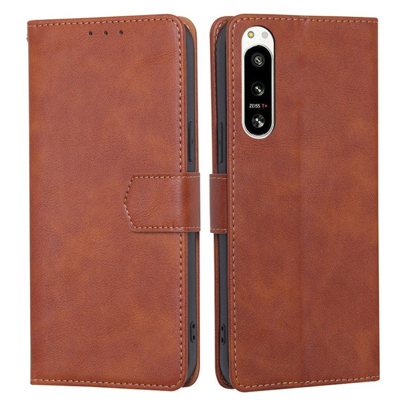 Folio Cover Sony Xperia 5 IV Pelle Di Litchi Rfid