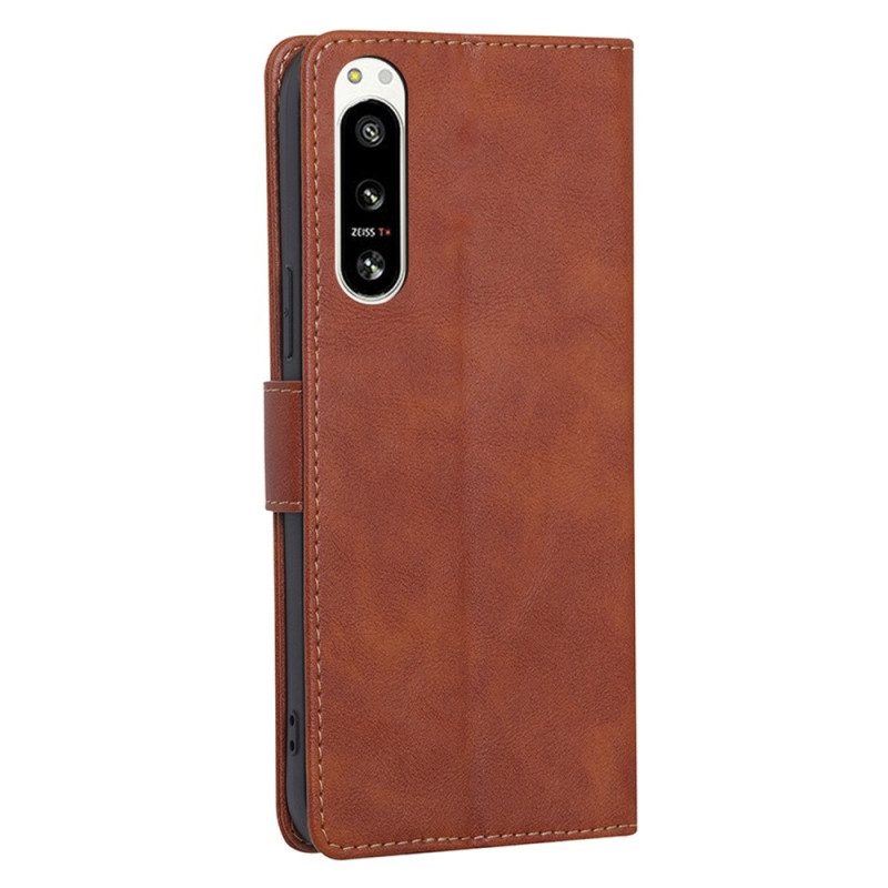 Folio Cover Sony Xperia 5 IV Pelle Di Litchi Rfid