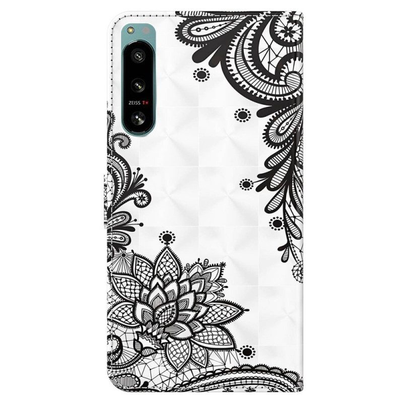 Folio Cover Sony Xperia 5 IV Pizzo Con Spalline