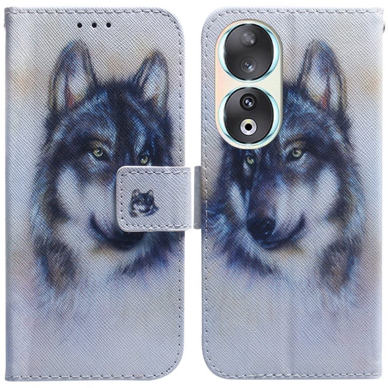 Custodia in pelle Honor 90 Cane Acquerello