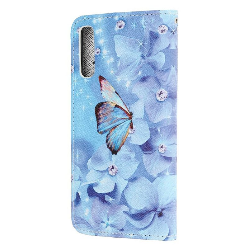 Custodia A Portafoglio Huawei P Smart S Farfalle Di Diamanti Strappy