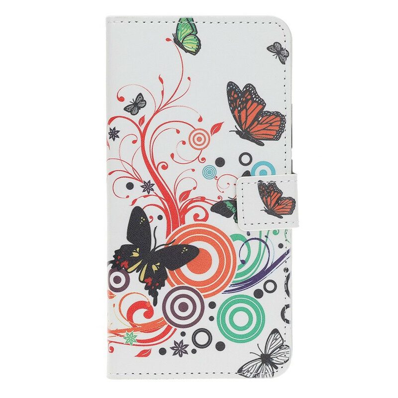 Custodia in pelle Huawei P Smart S Farfalle E Fiori