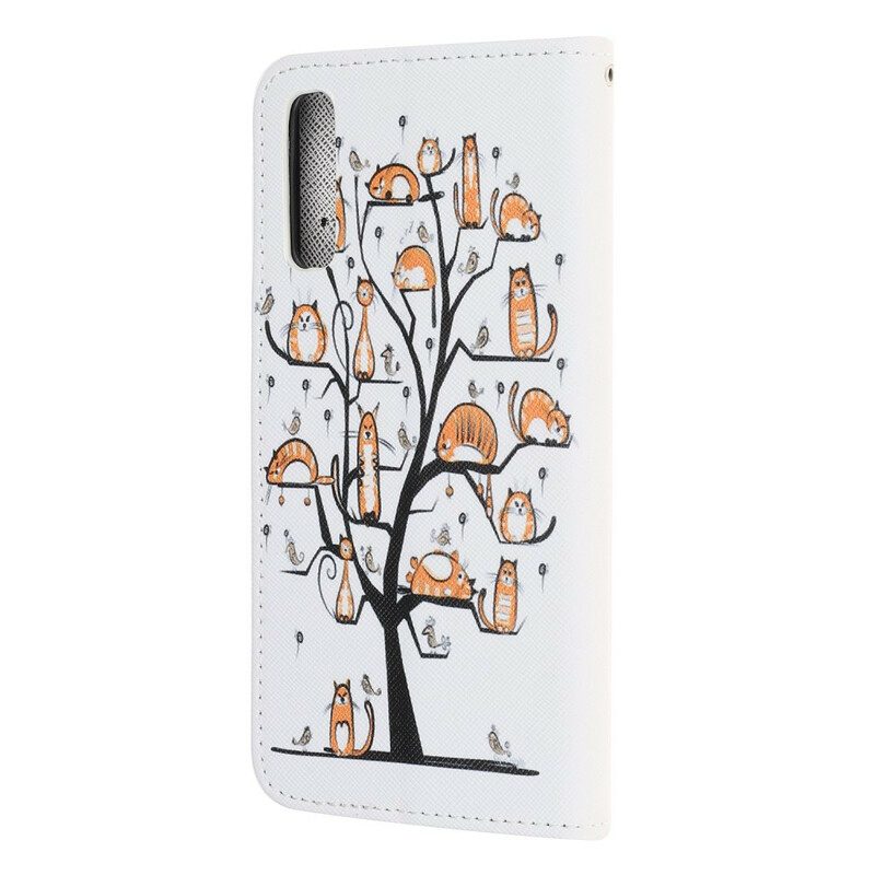 Custodia in pelle Huawei P Smart S Gatti Funky Con Cinturino