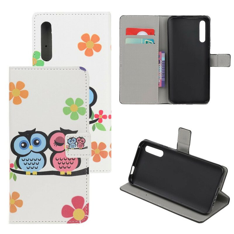 Folio Cover Huawei P Smart S Coppia Di Gufi