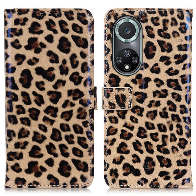 Custodia in pelle Honor 50 Pro Pro Semplice Leopardo