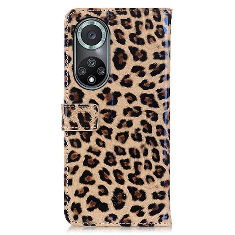 Custodia in pelle Honor 50 Pro Pro Semplice Leopardo