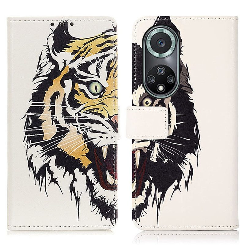 Custodia in pelle Honor 50 Pro Tigre Feroce Professionista