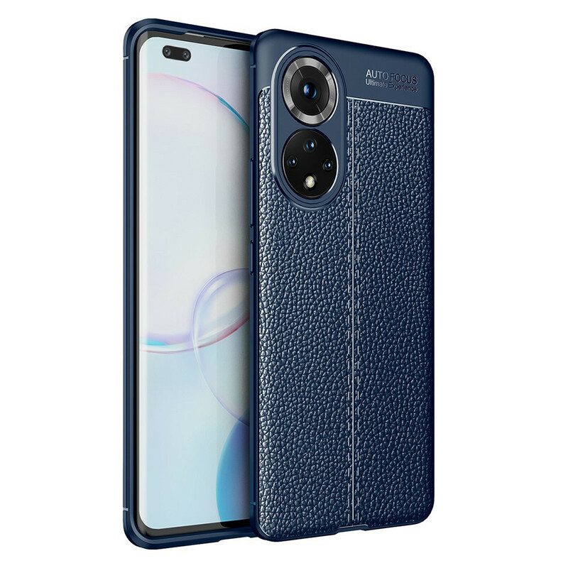 Cover Huawei Nova 9 Pro Doppia Linea Litchi Effetto Pelle