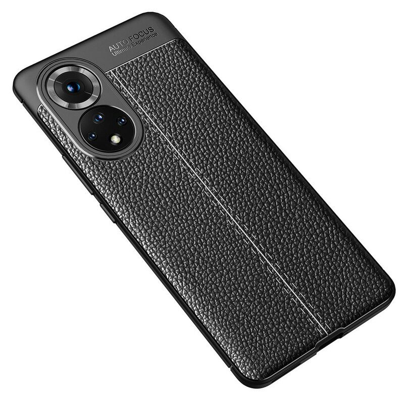 Cover Huawei Nova 9 Pro Doppia Linea Litchi Effetto Pelle