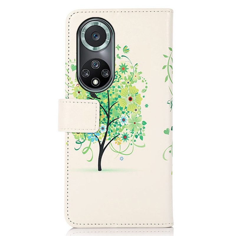 Custodia in pelle Huawei Nova 9 Pro Albero In Fiore