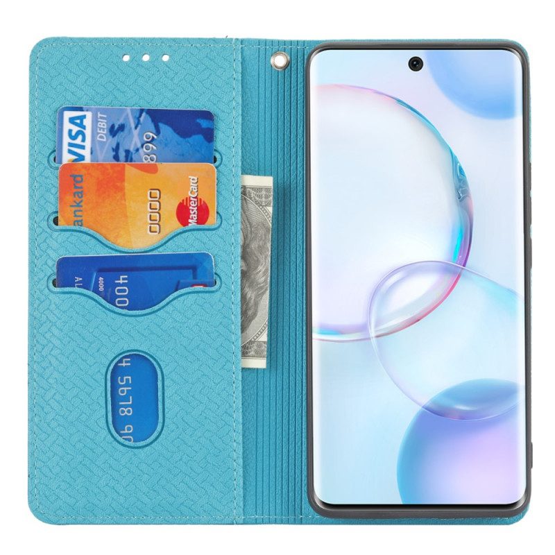 Custodia in pelle Huawei Nova 9 Pro Stile In Pelle Intrecciata Con Cinturino