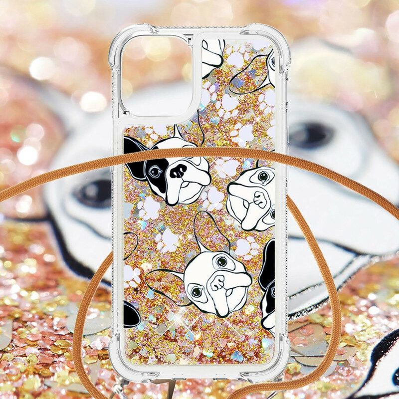 Cover iPhone 13 Mini Cani Con Coulisse Di Paillettes