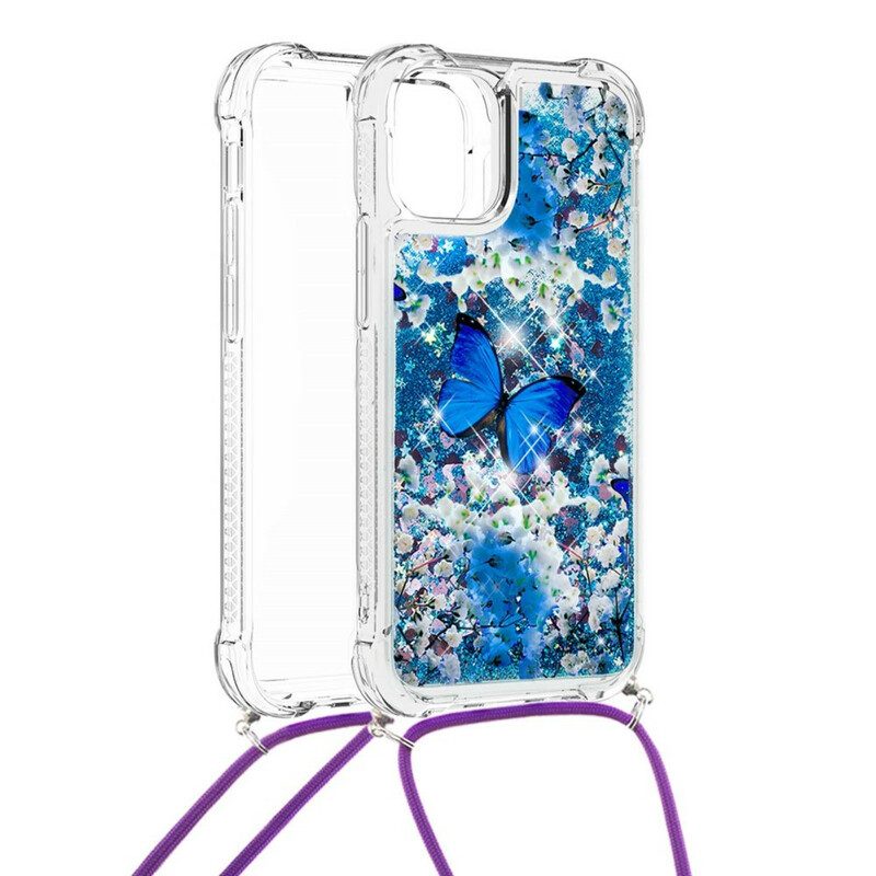 Cover iPhone 13 Mini Farfalle Di Paillettes Con Coulisse