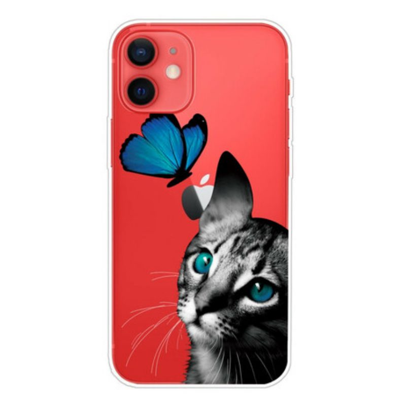 Cover iPhone 13 Mini Gatto E Farfalla