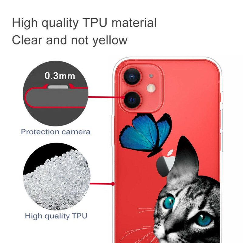 Cover iPhone 13 Mini Gatto E Farfalla